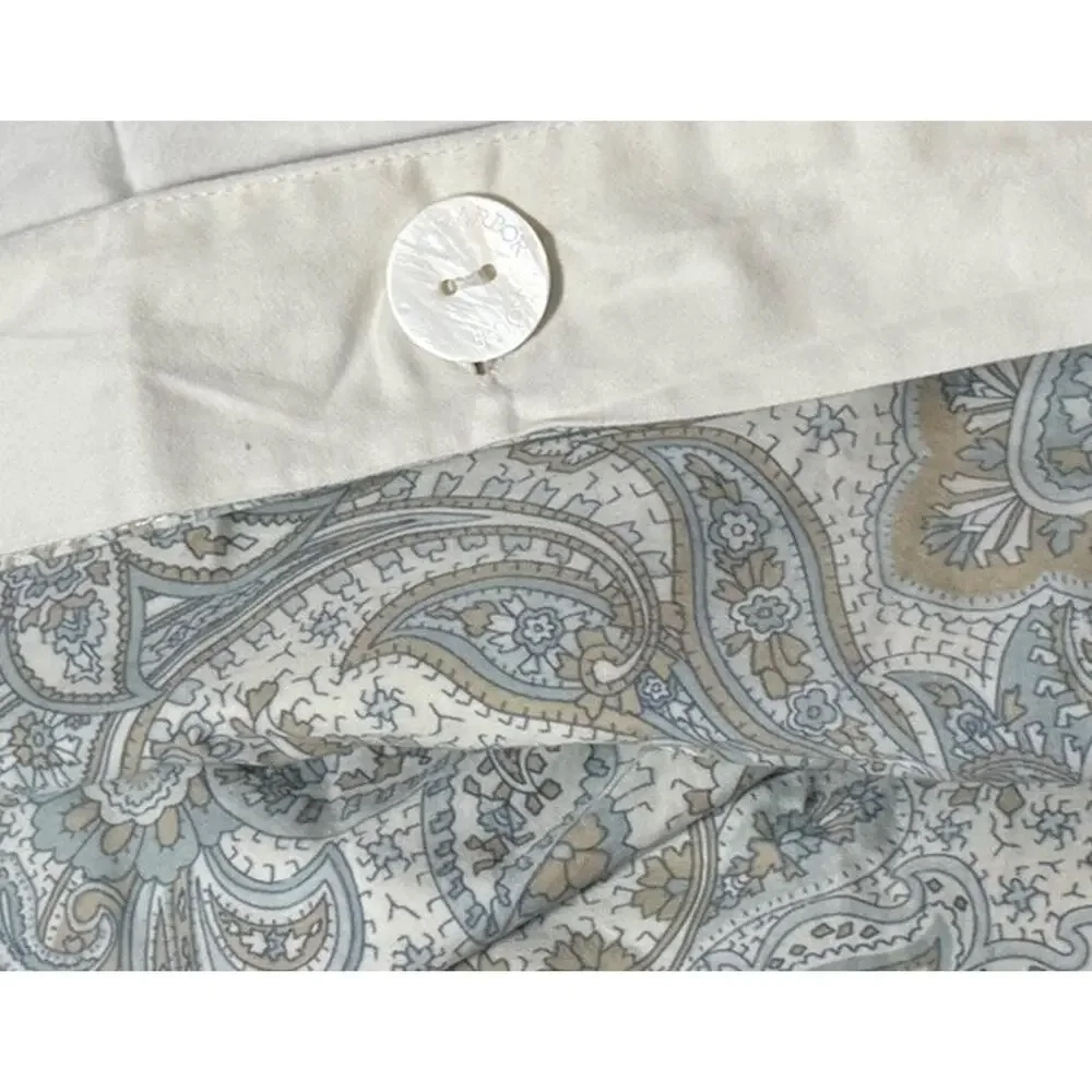 Harbor House Luxury Duvet Cover Set Twin Blue Beige Paisley Cotton Pillowcases